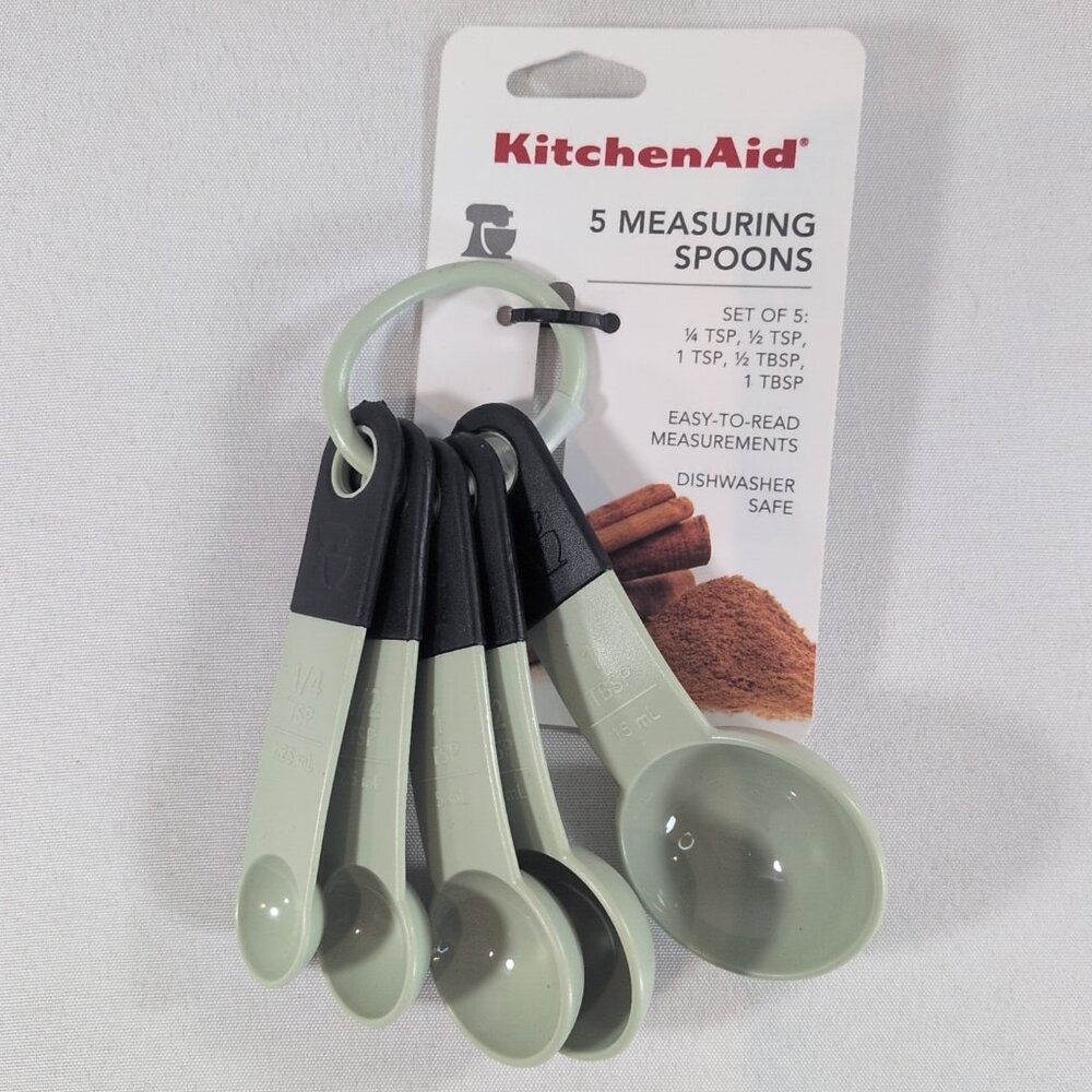 KitchenAid 5 Measuring Spoons KE057OHPICAN Green Black NEW TSP TBSP 1/4 1/2